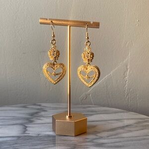 Gold Heart Drop Earrings